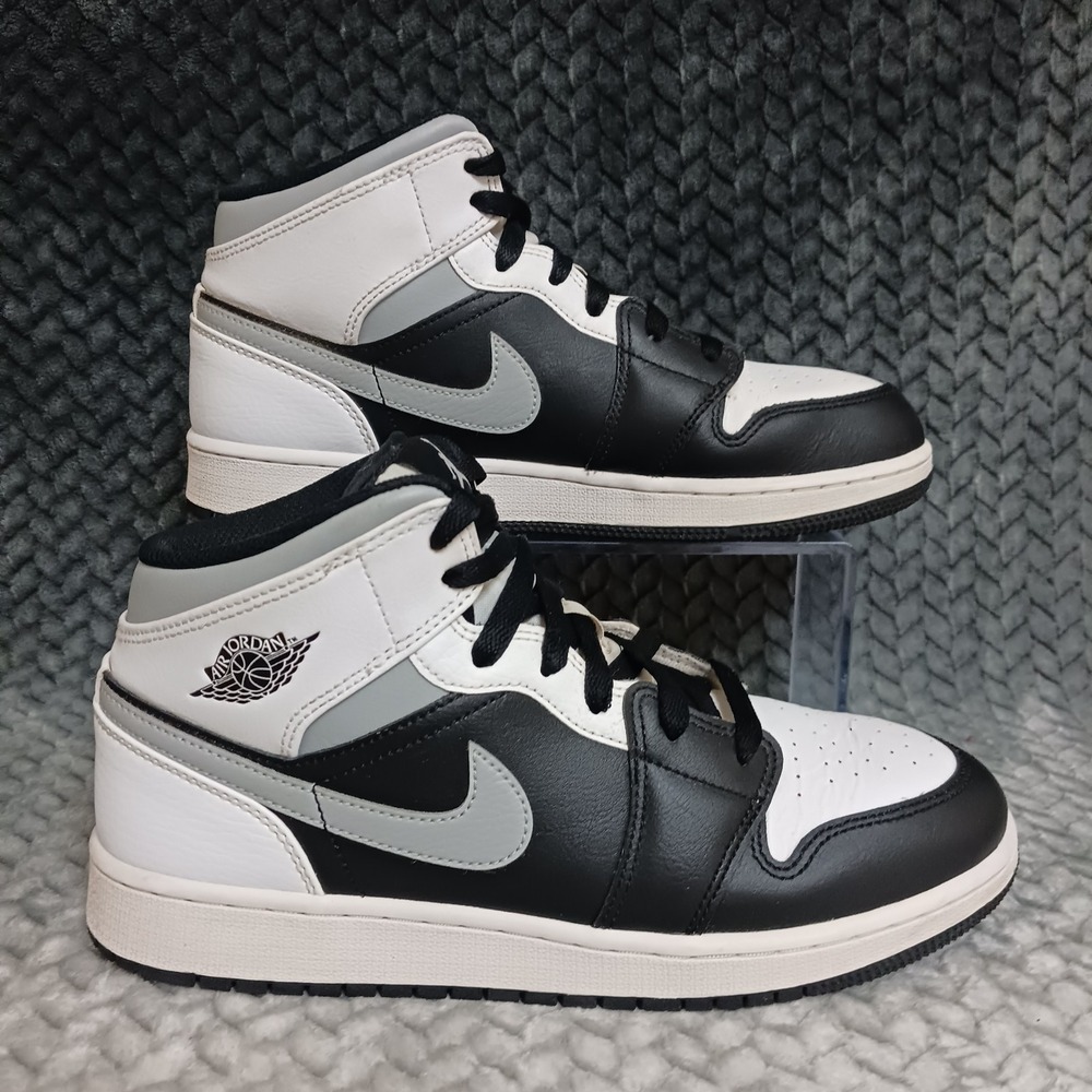 Nike Air Jordan 1 Mid White Shadow GS Basketball Sneakers Shoes Sz 7Y Womens 8.5